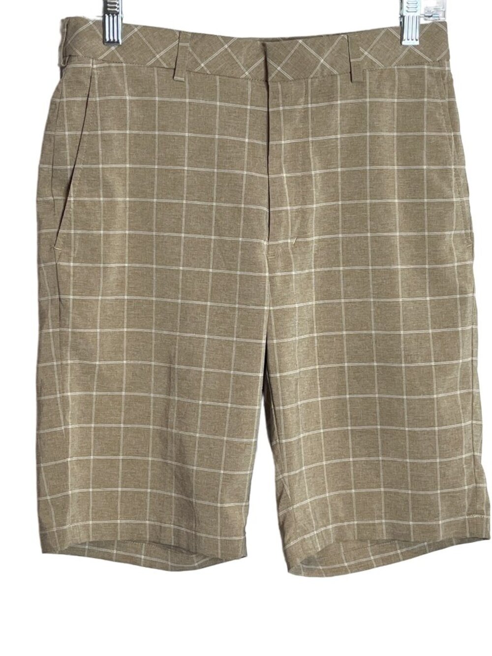 Walter Hagen Golf Shorts Mens 30 Brown Plaid Stretch Performance Casual